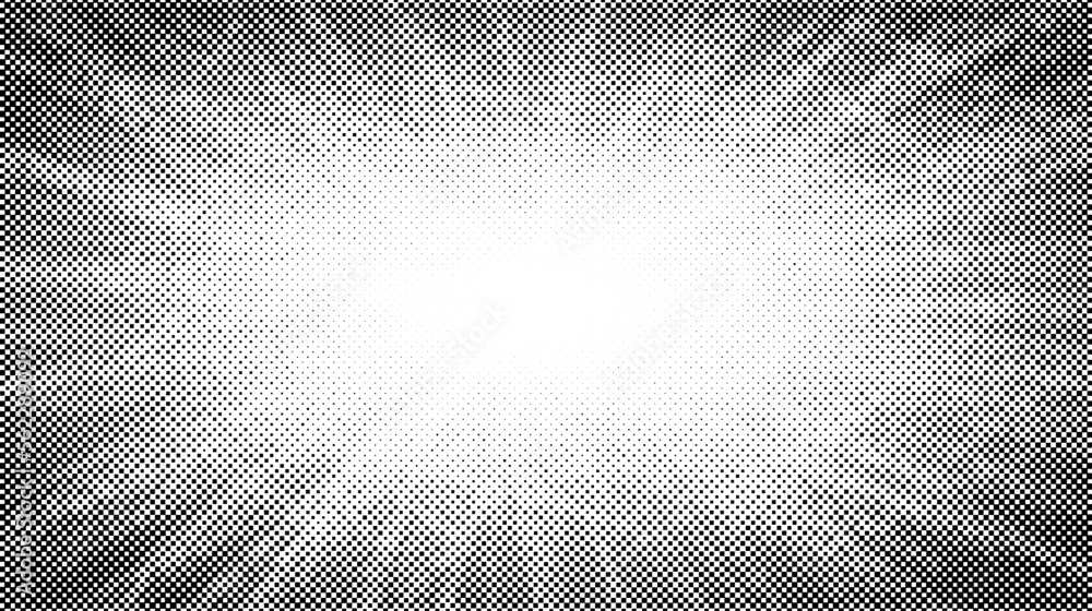 Poster halftone radial texture. comic style grain background. pop art faded textured frame. grunge speckle 