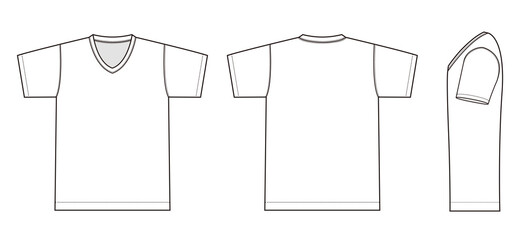 V neck t-shirt template illustration/png, no background