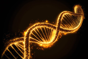Golden DNA Helix Background . Created with Generative AI Technology