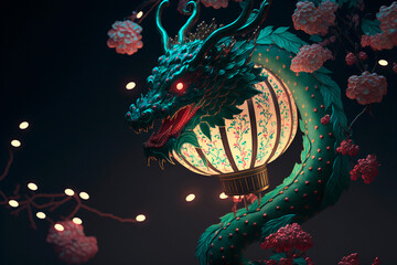 A traditional Chinese dragon. Chinese New Year. Generative AI