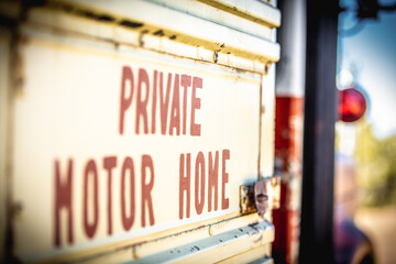 Motor home, vintage sign