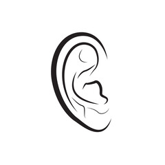 Human ear vector isolated on a white. Hearing, sense organ.