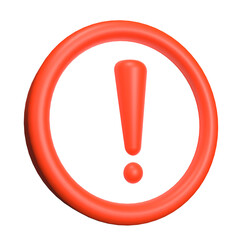 3d red exclamation circle sign warning or danger risk message alert problem icon 