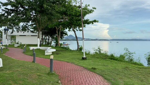 Sea and mountain landscapes view in the Philippines Tacloban 