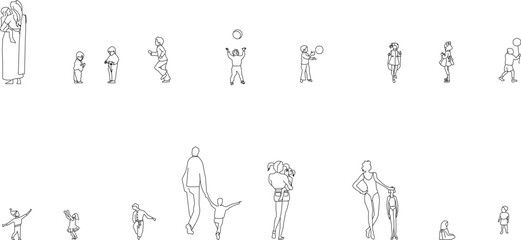 sketch vector illustration of togetherness of children with parents