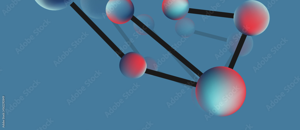 Poster line points connections geometric landing page background. fluid circles and spheres with liquid gra