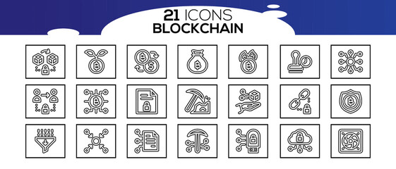 BLOCKCHAIN ICON SET DESIGN