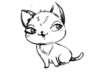 cute cat doodle handdrawn.eps 10