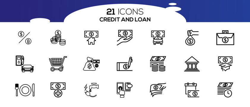 CREDITE AND LOAN ICON SET DESIGN