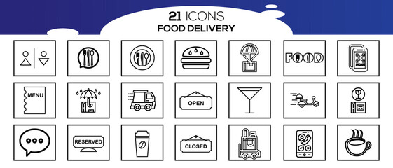 FOOD DELIVERY ICON SET DESIGN
