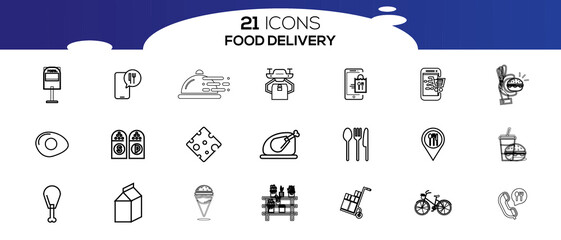 FOOD DELIVERY ICON SET DESIGN
