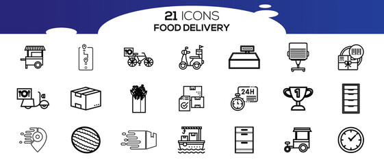 FOOD DELIVERY ICON SET DESIGN