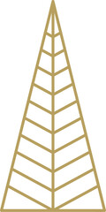 Gold triangle christmas tree line art