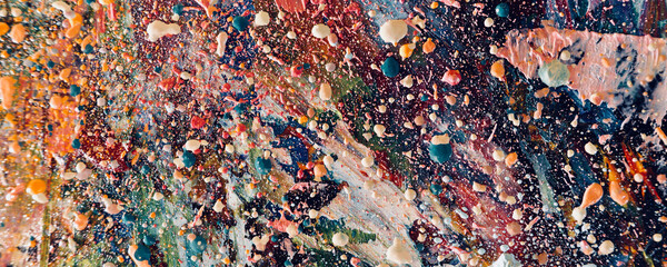 Color texture. Hand drawn oil painting on canvas. Abstract art background. Modern, contemporary art. Colorful canvas. Wall decor background	
