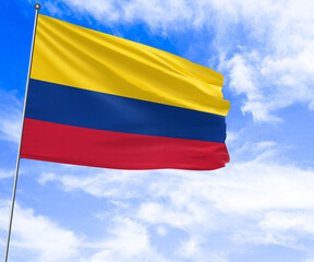 Colombia national flag waving on isolated background