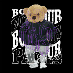 bonjour wave effect grunge design typography, vector graphic illustration, for printing t-shirts and others © V_Arts