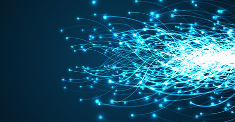 Ai technology. Concept of artificial intelligence. Blue and dots lines. Digital, communication, science, networks