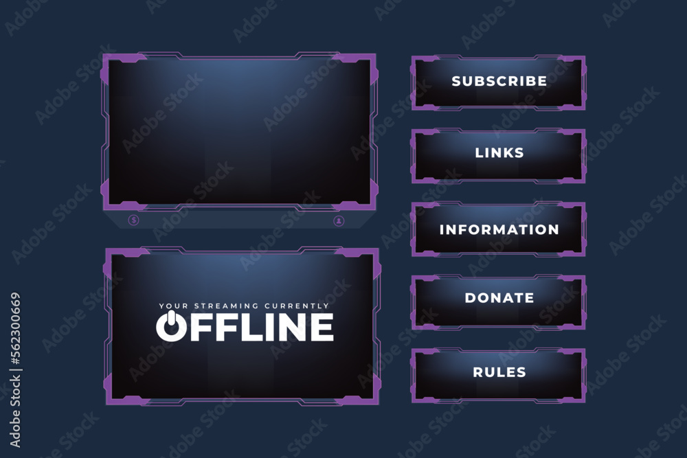 Poster futuristic gamer screen interface decoration with abstract shapes and purple colors. modern live-str
