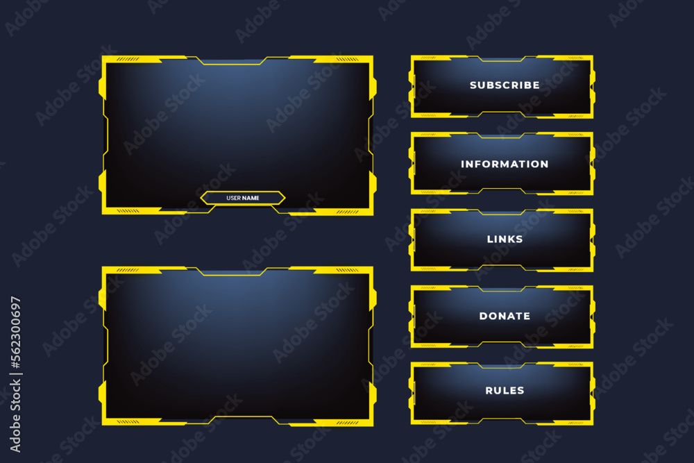 Poster broadcast screen interface design with button elements for live streaming screens. futuristic stream