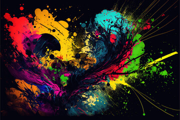 a desktop background with a colorful abstract painting, generative ai