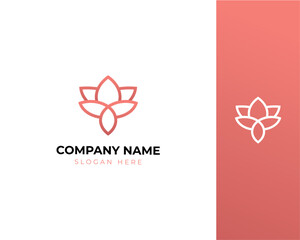 beauty flower monoline logo with pink soft gradient