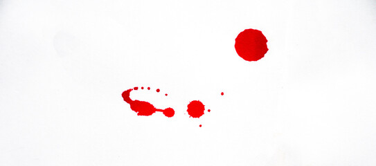 Blood splatters. Red blots of watercolor Realistic bloody splatters for Halloween Drop of blood...