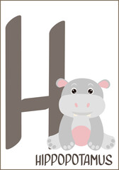 Alphabet cards for kids. Educational ABC card for preschool education with animals and letters vector illustration set. Cards with cute characters and English words in alphabetical order.