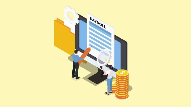 Salary payroll system 3d animation