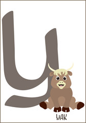 Alphabet cards for kids. Educational ABC card for preschool education with animals and letters vector illustration set. Cards with cute characters and English words in alphabetical order.