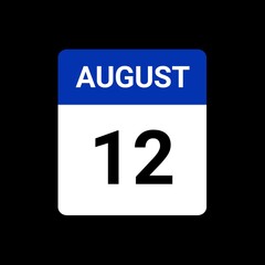 Calendar icon showing date 12 august 
