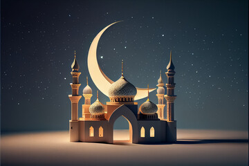 illustration of amazing architecture design of muslim mosque ramadan concept - obrazy, fototapety, plakaty