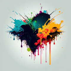 Fototapeta premium Colorful paint splatter on white background - generated by Generative AI