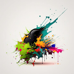 Colorful paint splatter on white background - generated by Generative AI