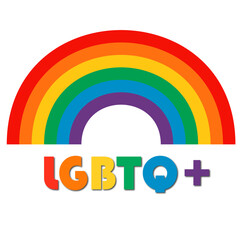 vector rainbow icon with text lgbtqia+
