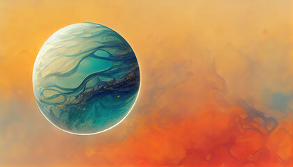 Fototapeta na wymiar Abstract image of a planet with water. Find new sources and technologies