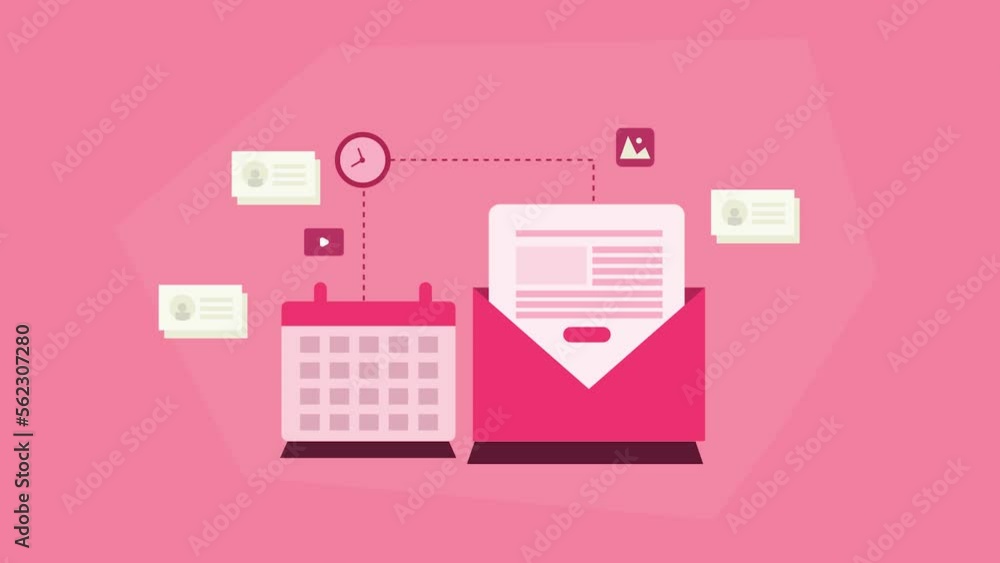 Poster email marketing automation sending email message to subscribers on schedule, communication technolog