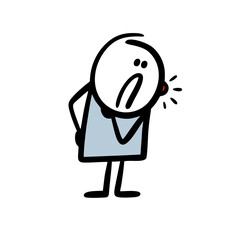 Frustrated stick figure man with a pimple on his face.