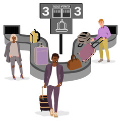 Scene with people at airport baggage claim area