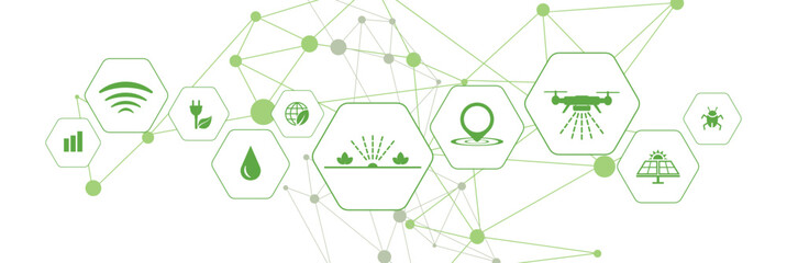 smart farming icons on white background	