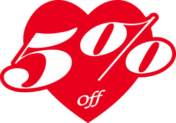 Valentines Day Sale Five Percent Discount Tag