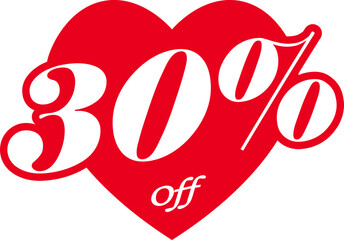 Valentines Day Sale 30 Percent Discount Tag