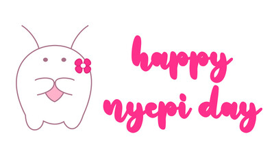 Happy Nyepi Day greetings by cute character.