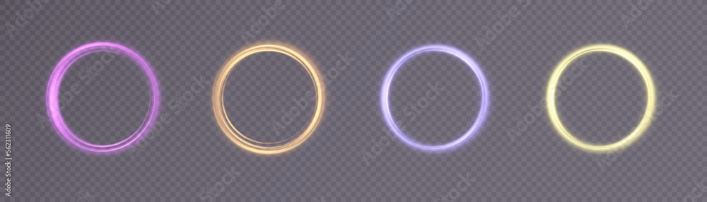 Aufkleber light gold circle. round golden line light effect. glowing golden circle with neon effect. png frame