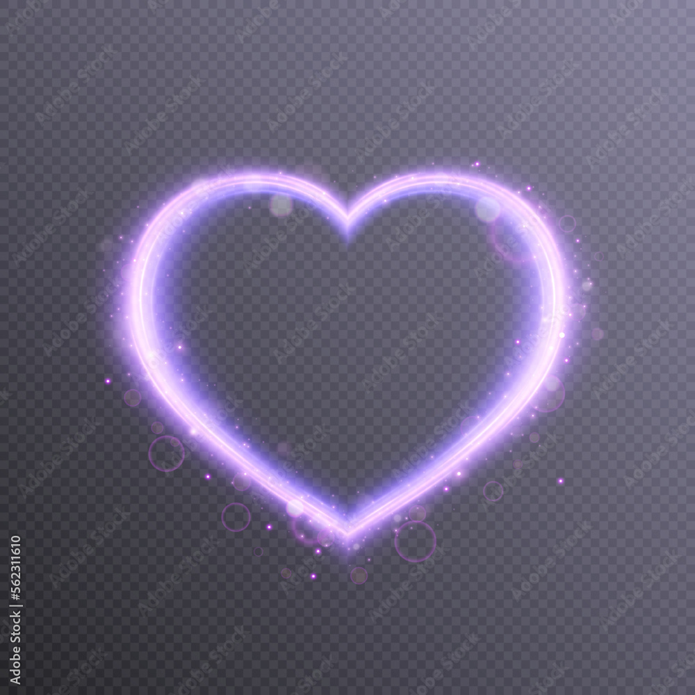 Aufkleber Radiant heart shape frame with shimmering fairy dust bursts. Design element for Valentine's Day. Vector for web design and illustrations.