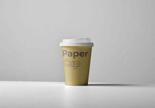 Paper Cup Mockup For Takeaway With Lid and Customizable Colors