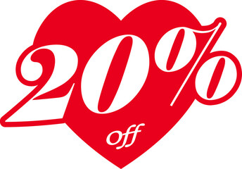 Valentines Day Sale 20 Percent Discount Tag