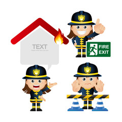 Firefighter with different poses