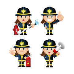 Firefighter with different poses