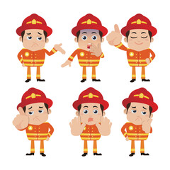 Firefighter with different poses