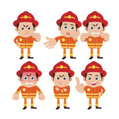 Firefighter with different poses